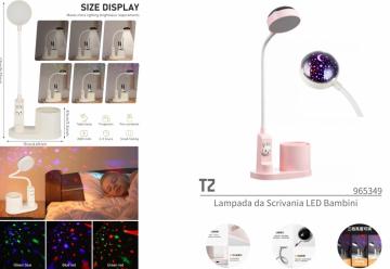 ELLITECK T2 Lampada da Scrivania LED Bambini Portapenne e Proiezione di Stelle ROSA